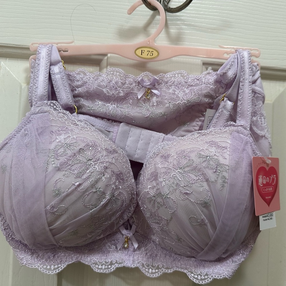 75F/us 34E Japanese brand tutuanna bra set light purple NWT (34DD)